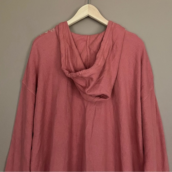 {J. Jill} Embroidered Waffle Knit with Hood in Dusty Rose - Womens XL - Picture 6 of 10